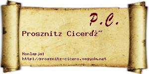 Prosznitz Ciceró névjegykártya